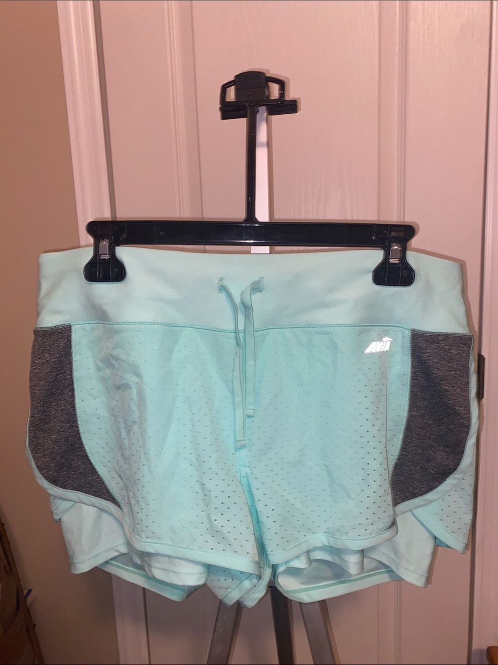 Avia Light Aqua Athletic Shorts with Gray Panels